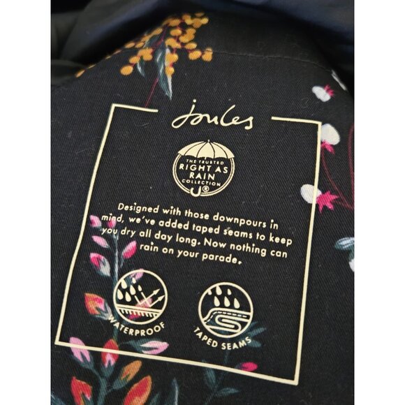 Joules Right As Rain Floral Jacket US14 UK18 Womens Navy Full Zip - Picture 11 of 11